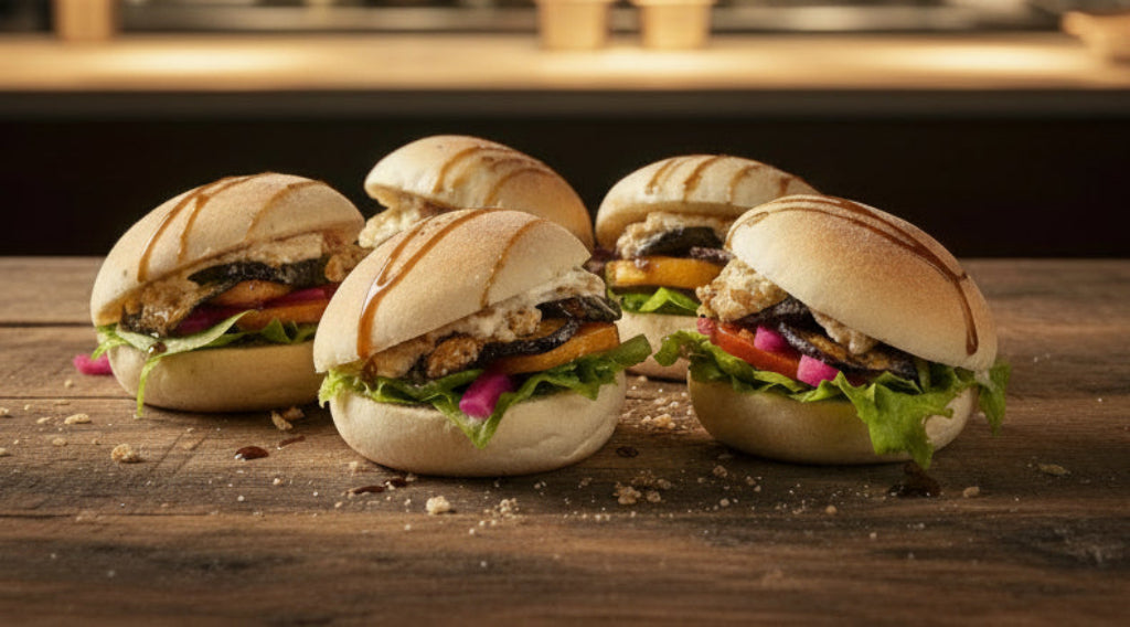 Mini‑Sandwiches mit Shawarma, Falafel, Makali, Chicken oder Halloumi